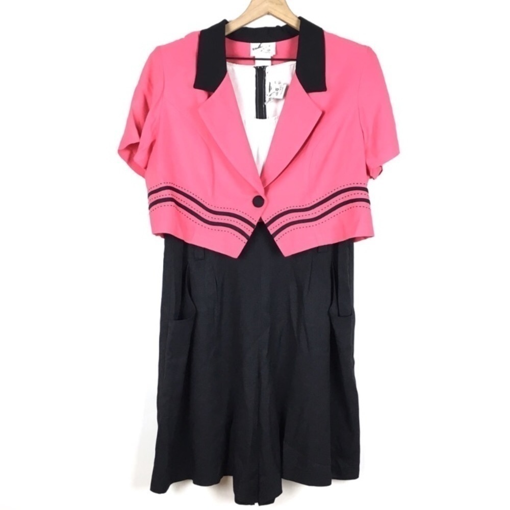 VINTAGE Romper Set Crop Jacket Shorts 80s 90s Retro Theme Party Plus Size 16W